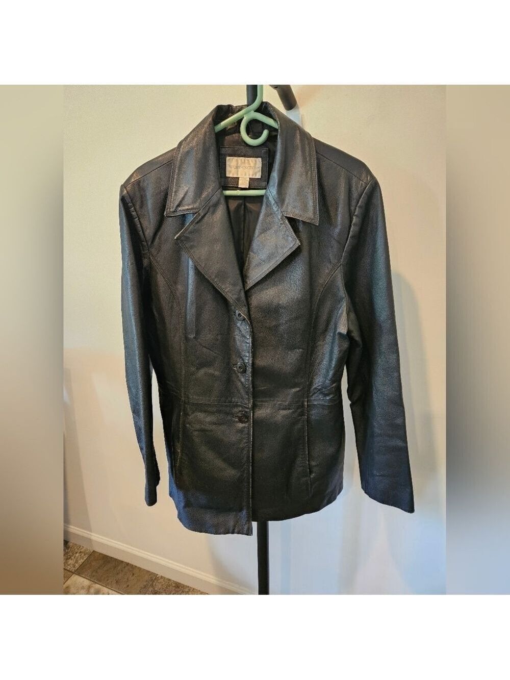 WORTHINGTON WOMEN'S GENUINE LEATHER BLACK LONG SLEEVED JACKET SIZE XL